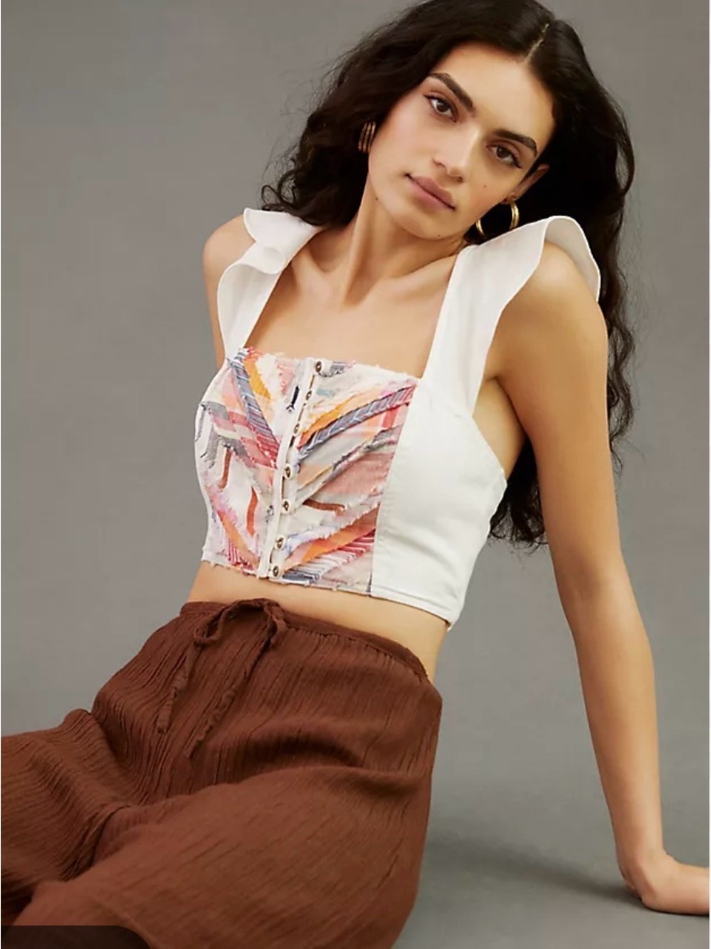Anthropologie Pilcro striped ruffle cami